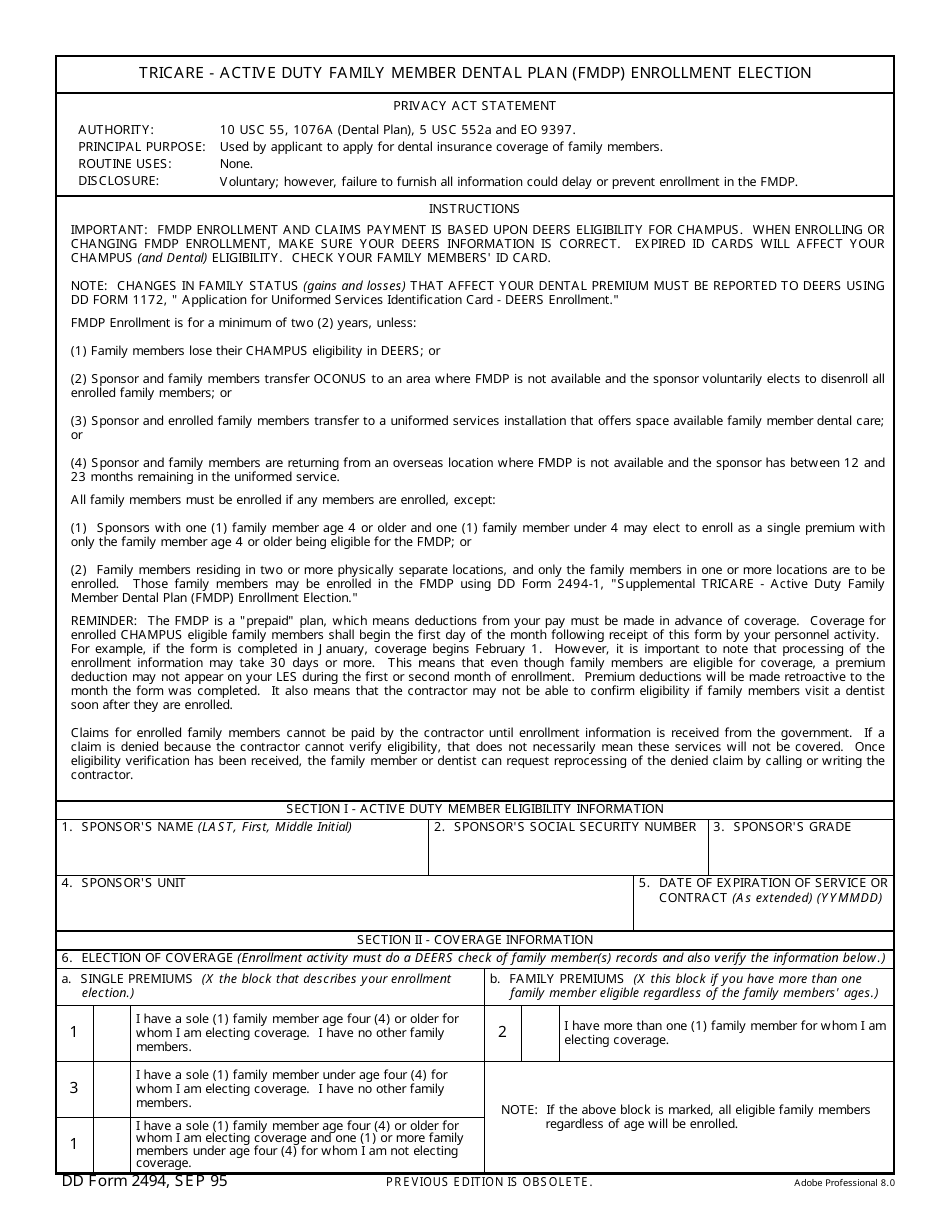 DD Form 2494 - Fill Out, Sign Online and Download Fillable PDF ...