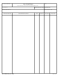 Document preview: DA Form 2702 Bill of Materials