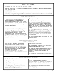 DD Form 295 Application for the Evaluation of Learning Experiences During Military Service, Page 2