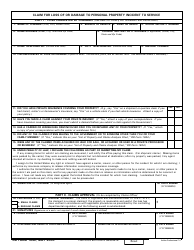 DD Form 1842 Claim for Loss of or Damage to Personal Property Incident to Service