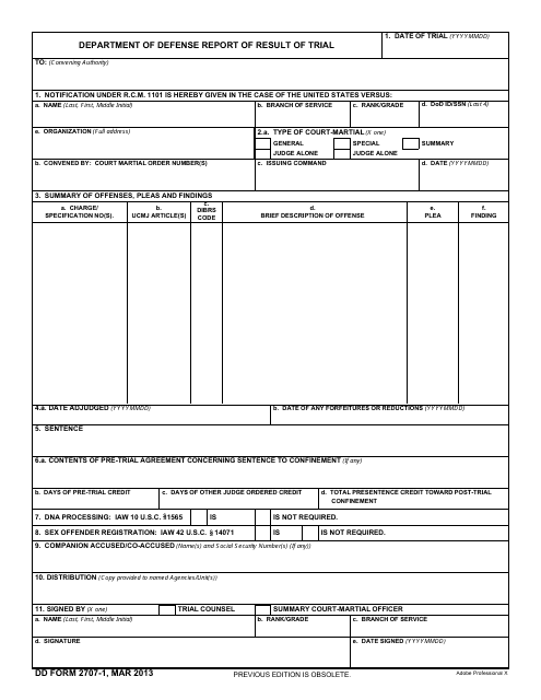 DD Form 2707-1  Printable Pdf
