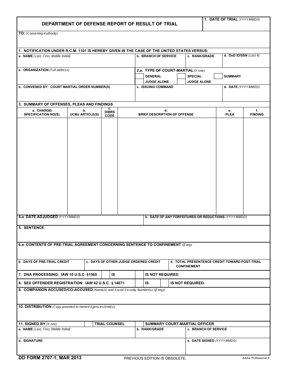 DD Form 2707-1 - Fill Out, Sign Online and Download Fillable PDF ...