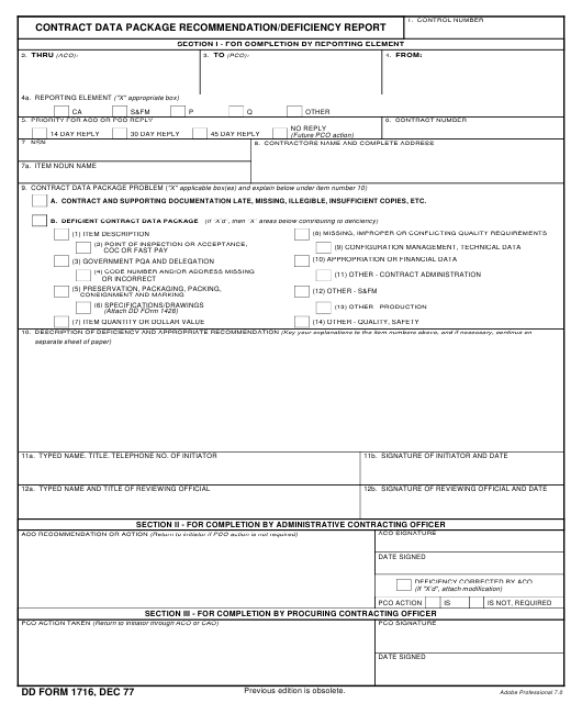 data contract pdf Data Contract DD PDF, Package Download 1716 Fillable Form