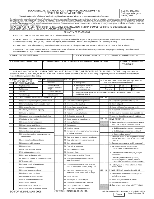 DD Form 2492  Printable Pdf