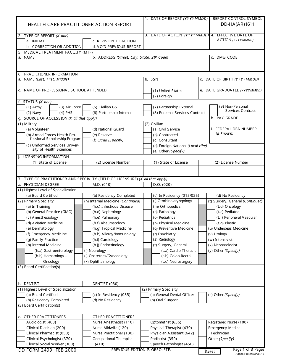 DD Form 2499 - Fill Out, Sign Online and Download Fillable PDF ...