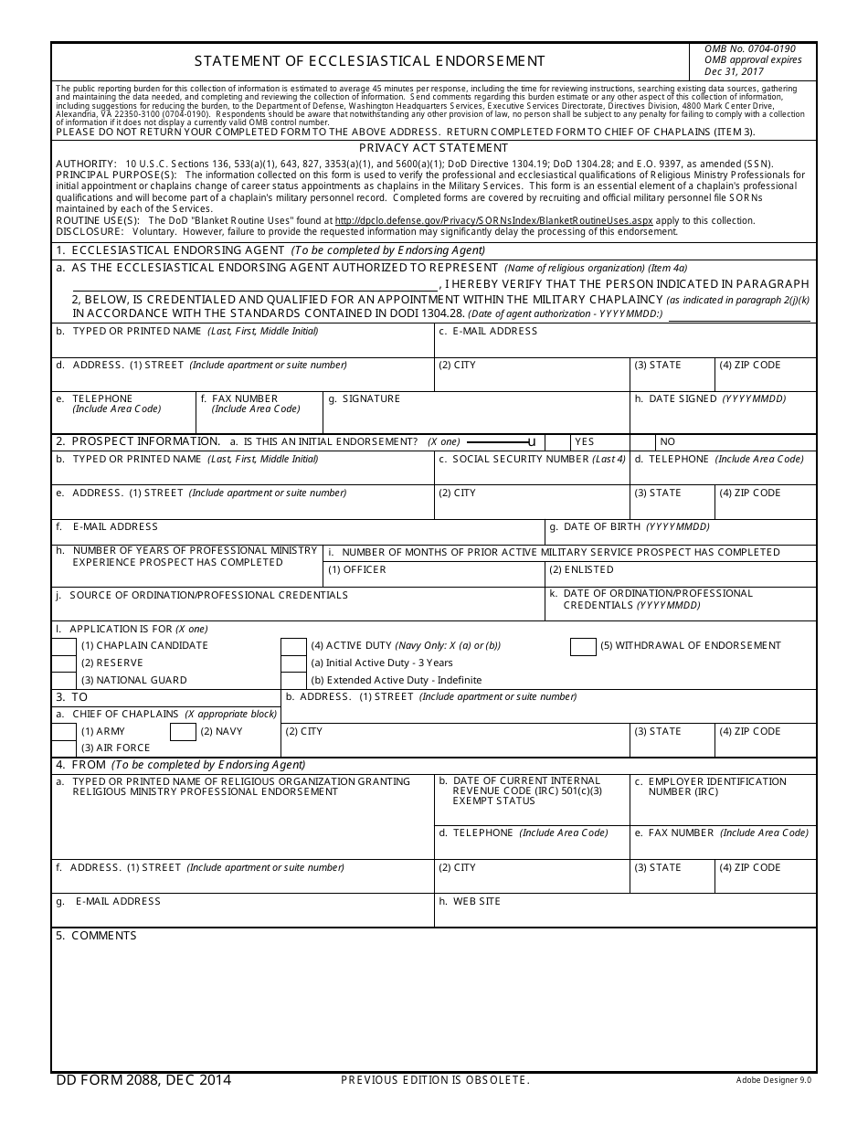 DD Form 2088 - Fill Out, Sign Online and Download Fillable PDF ...