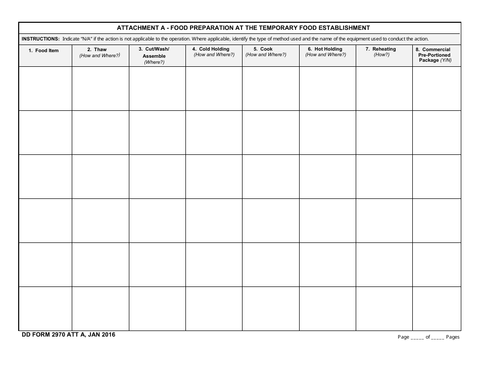 DD Form 2970 Application for Temporary Food Establishment, Page 4