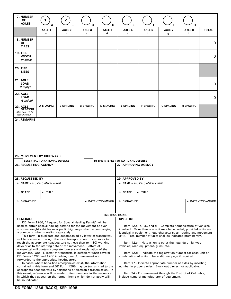 Dd Form 1266 Fill Out Sign Online And Download Fillable Pdf Templateroller 8890