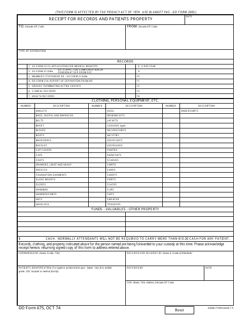 DD Form 675  Printable Pdf