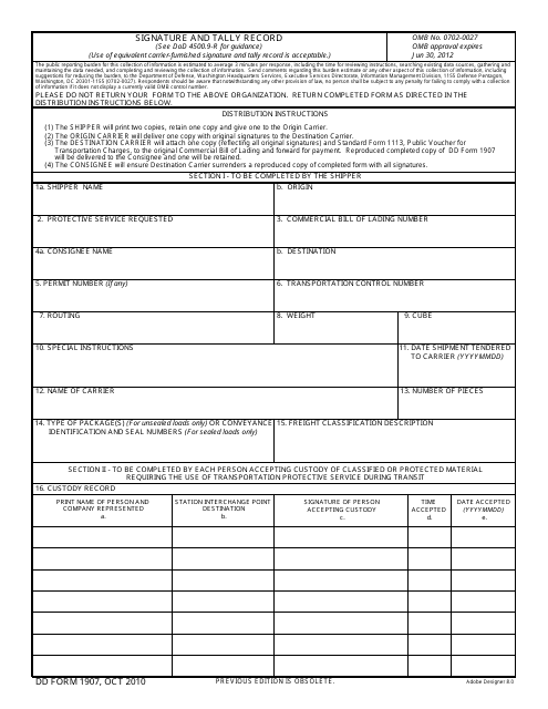 DD Form 1907  Printable Pdf