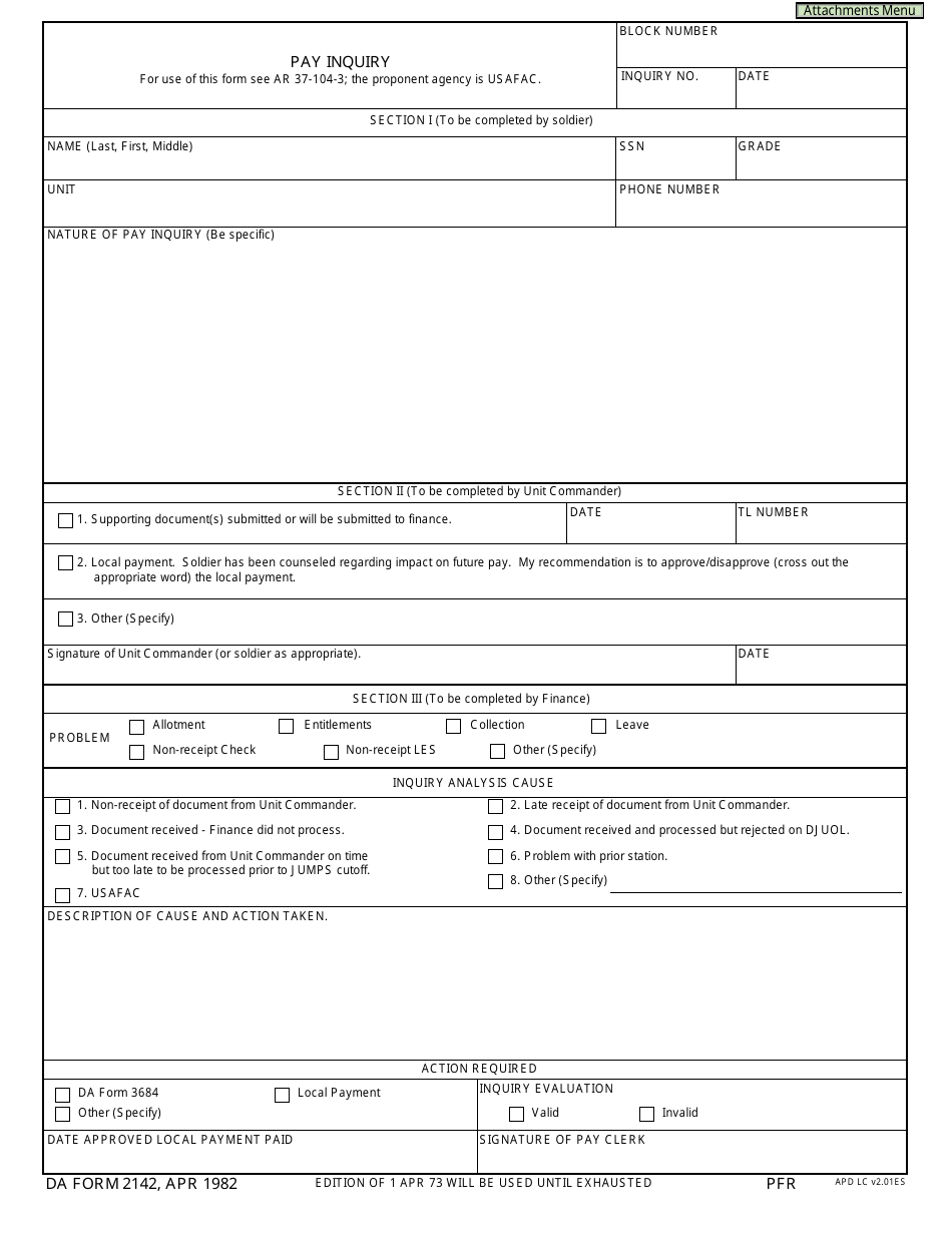 DA Form 2142 - Fill Out, Sign Online and Download Fillable PDF ...