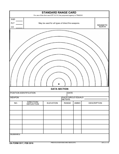 DA Form 5517  Printable Pdf