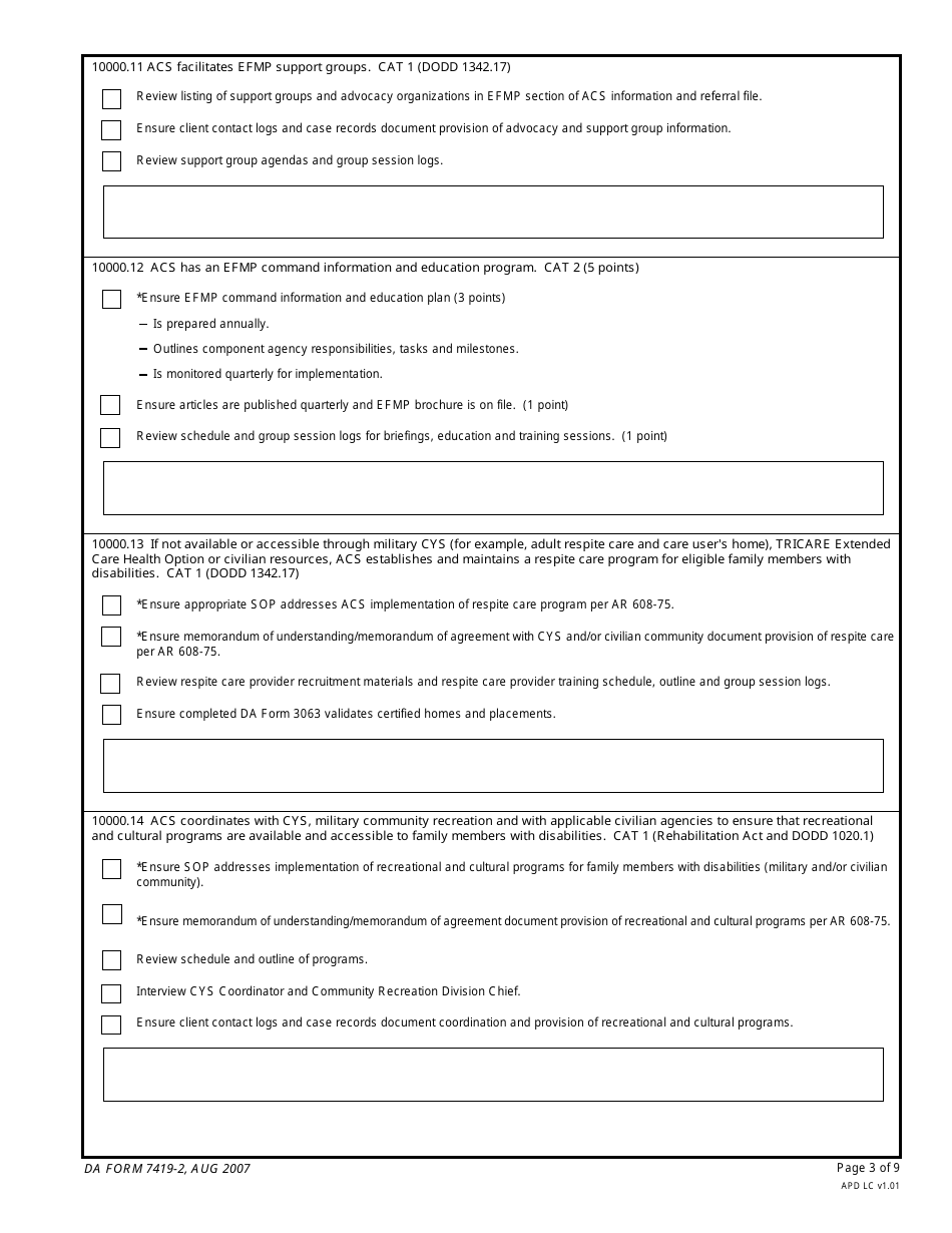DA Form 7419-2 Exceptional Family Member Program (EFMP), Page 3