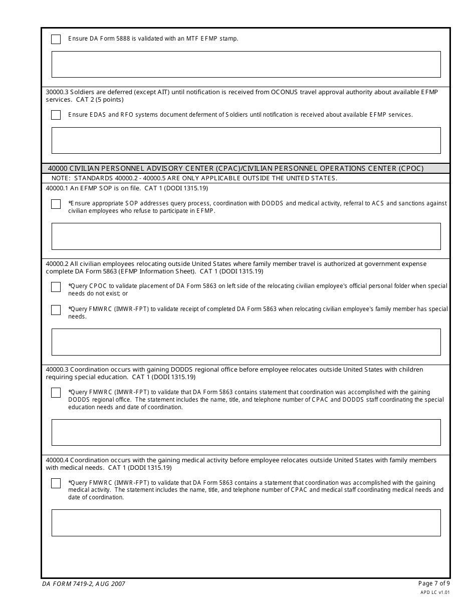 DA Form 7419-2 - Fill Out, Sign Online and Download Fillable PDF ...