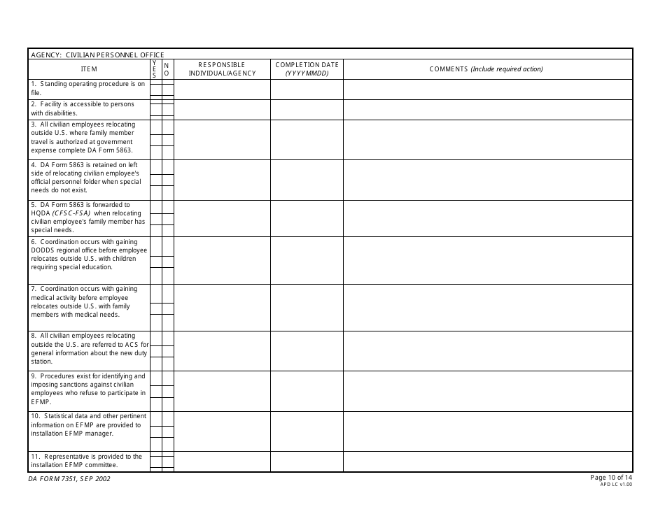 DA Form 7351 Exceptional Family Member Program (EFMP) Assessment Guide, Page 10
