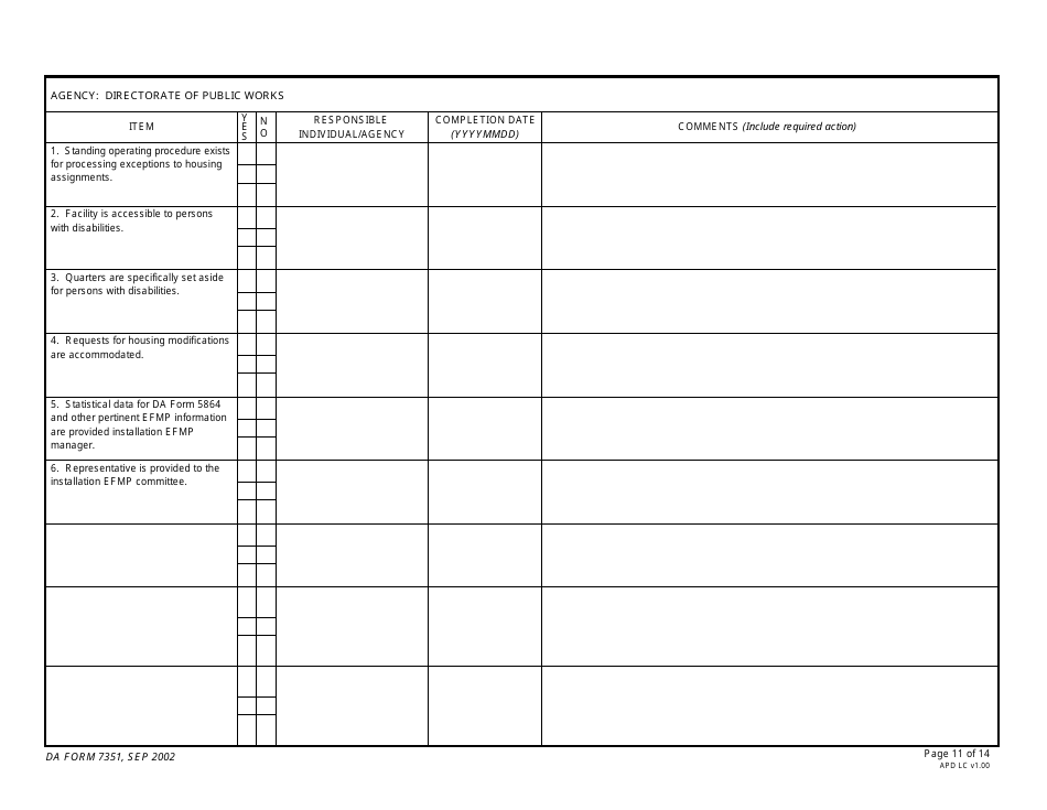 DA Form 7351 Exceptional Family Member Program (EFMP) Assessment Guide, Page 11
