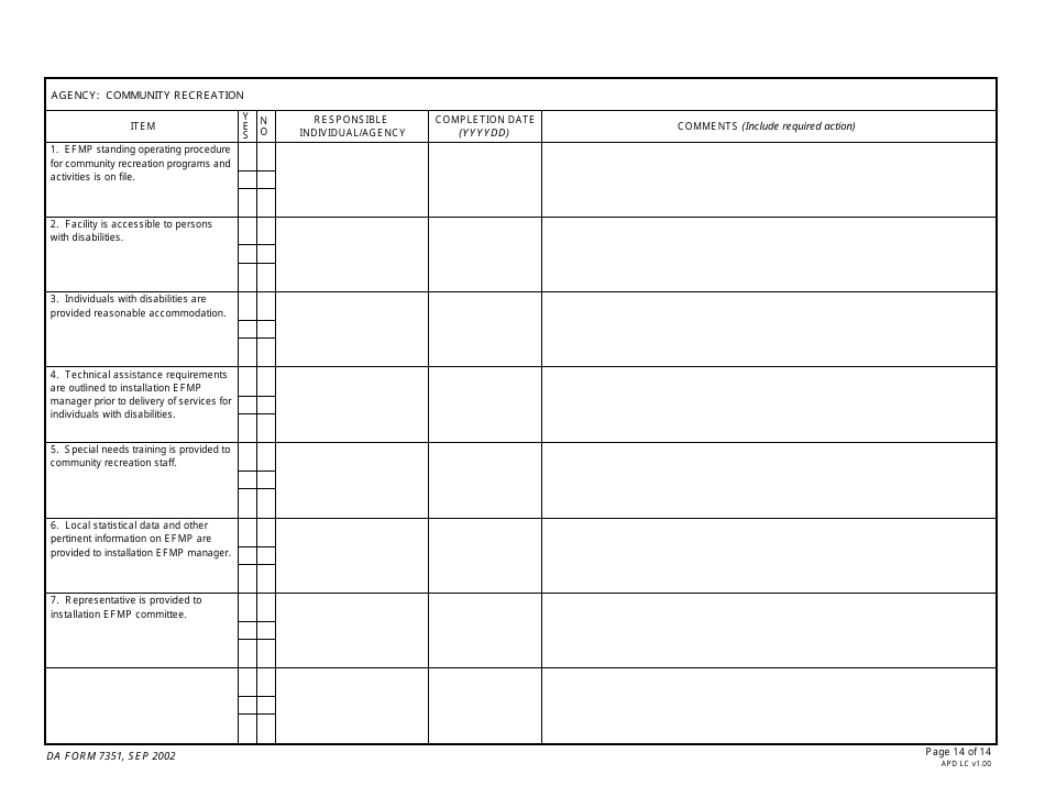 DA Form 7351 Exceptional Family Member Program (EFMP) Assessment Guide, Page 14