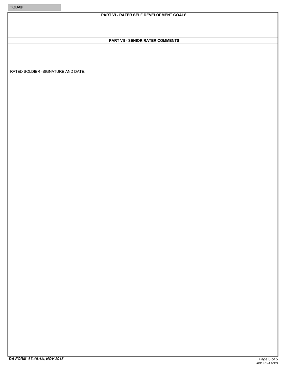 DA Form 67-10-1A Officer Evaluation Report Support Form, Page 3