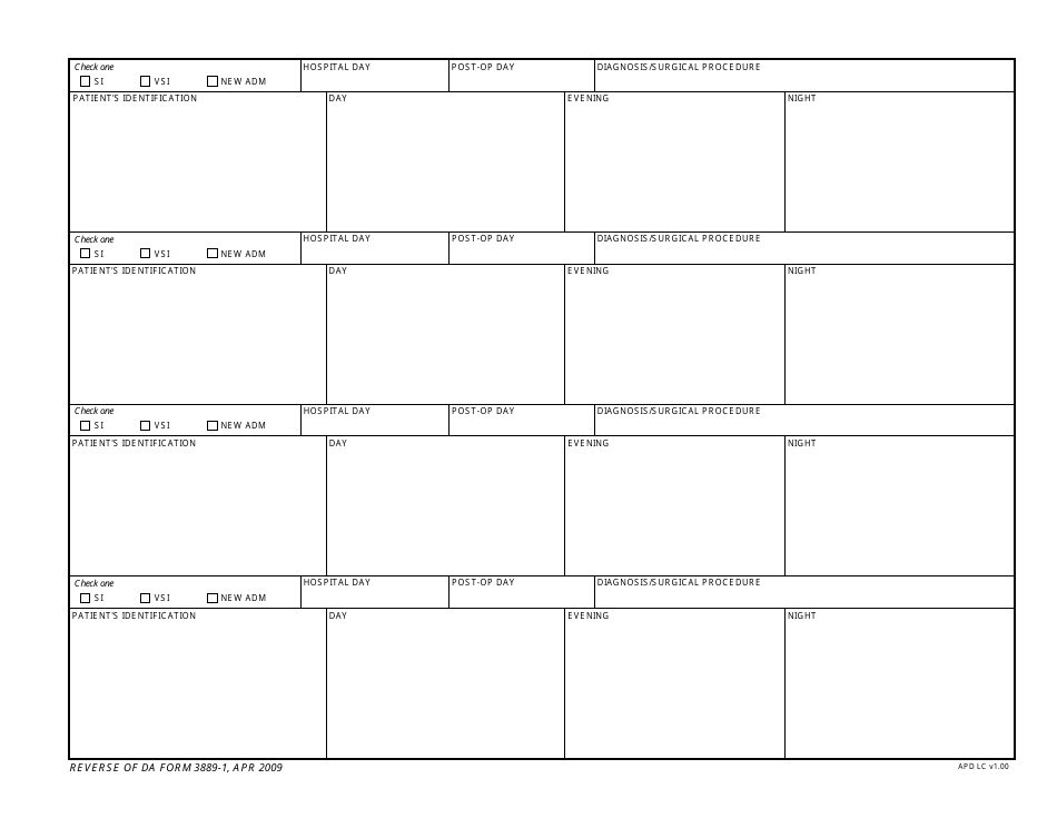 DA Form 3889-1 - Fill Out, Sign Online and Download Fillable PDF ...