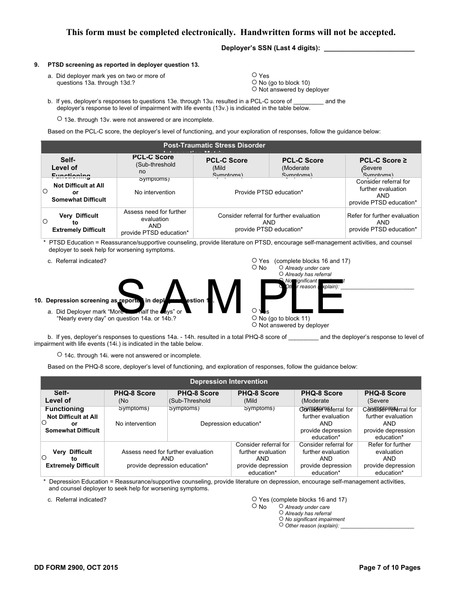 DD Form 2900 Post Deployment Health Re-assessment (Pdhra), Page 7