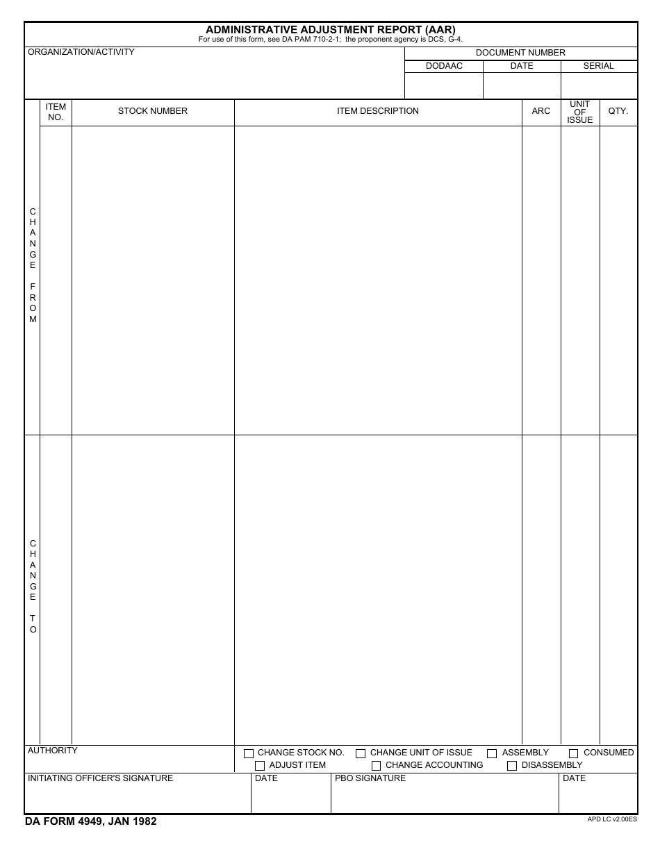 DA Form 4949 - Fill Out, Sign Online and Download Fillable PDF ...