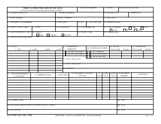 Document preview: DA Form 7372 Tmde Calibration and Repair Data