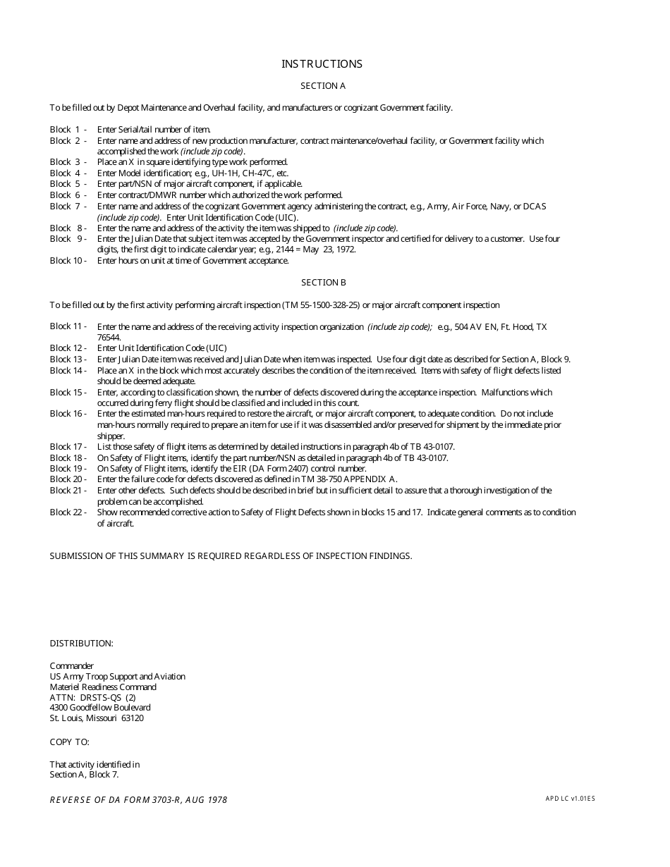 DA Form 3703-R Product Quality Inspection Summary (LRA), Page 2