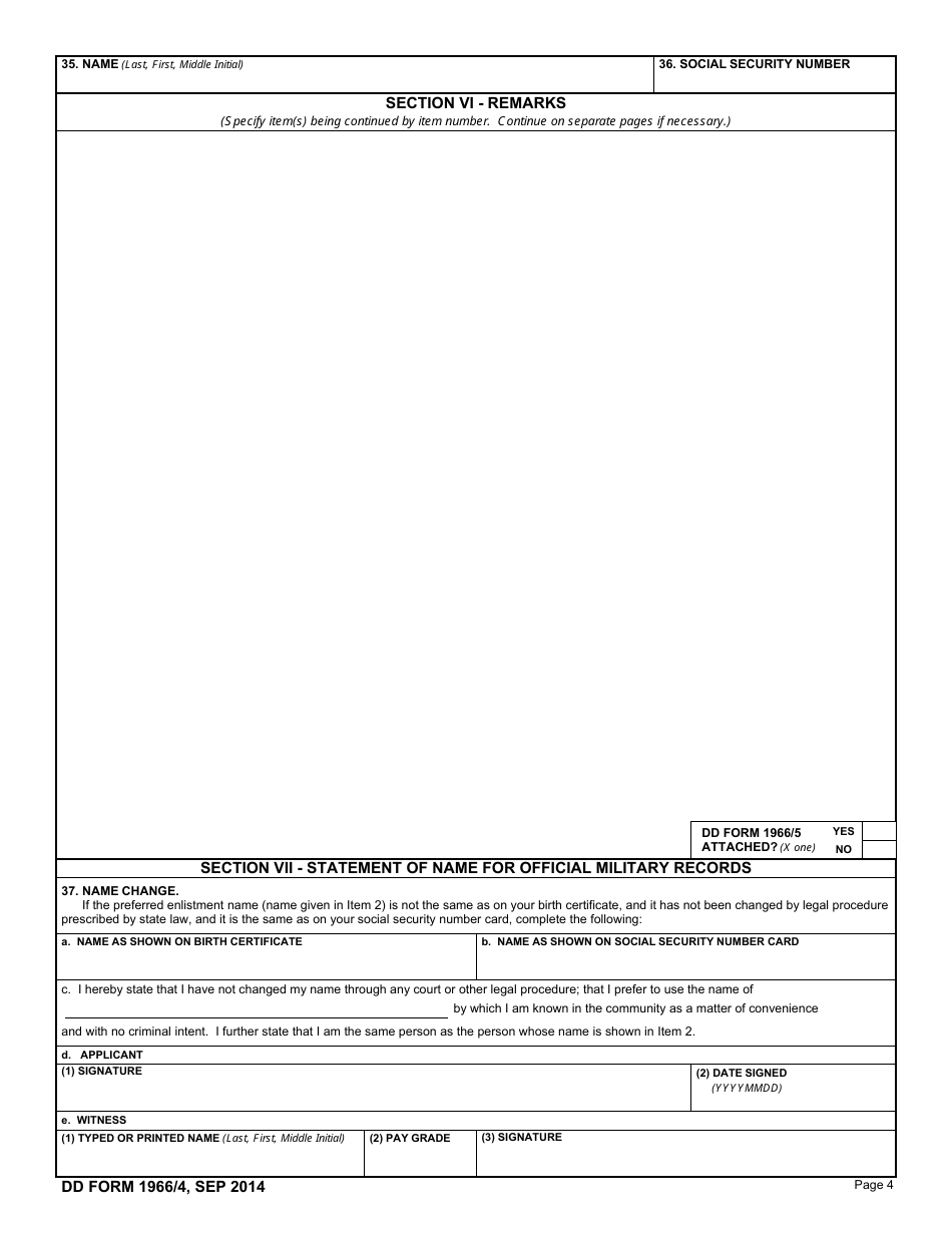 DD Form 1966 Record of Military Processing - Armed Forces of the United States, Page 5