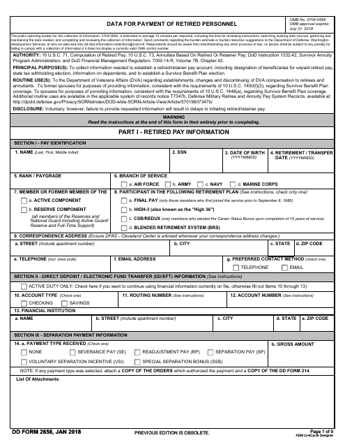 DD Form 2656 Download Fillable PDF Data For Payment Of Retired 