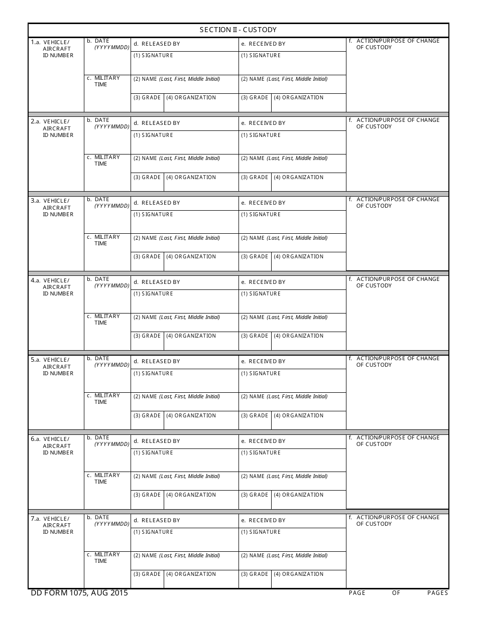 DD Form 1075 - Fill Out, Sign Online and Download Fillable PDF ...