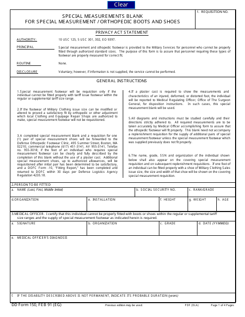 DD Form 150  Printable Pdf