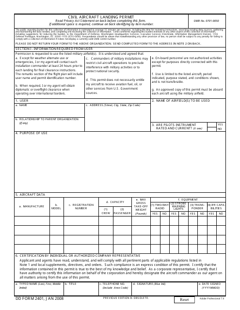 DD Form 2401  Printable Pdf