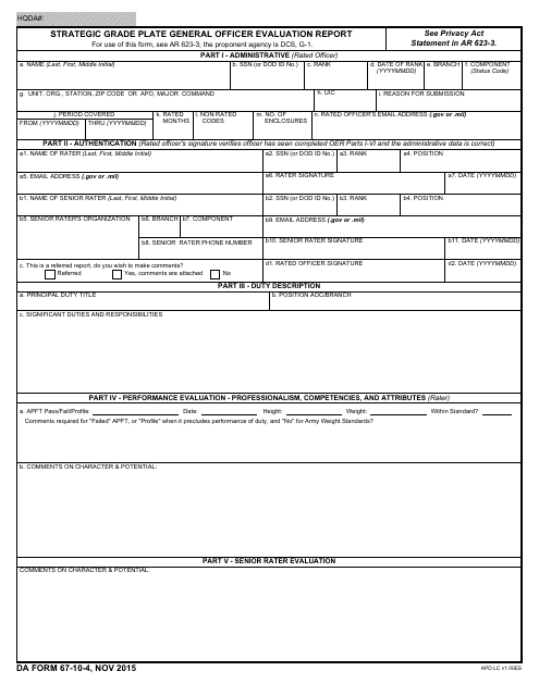 DA Form 67-10-4  Printable Pdf