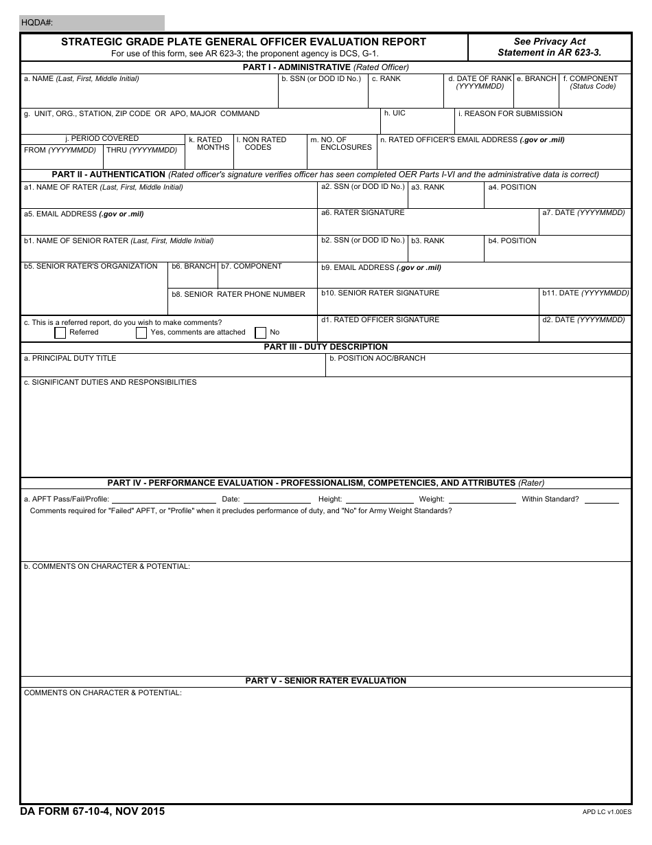 Da Form 67 10 4 Fill Out Sign Online And Download Fillable Pdf