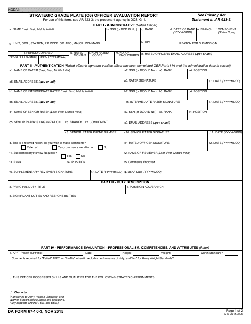 DA Form 67-10-3  Printable Pdf