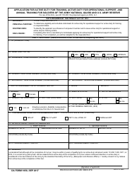 Document preview: DA Form 1058 Application for Active Duty for Training, Active Duty for Operational Support, and Annual Training for Soldiers of the Army National Guard and U.S. Army Reserve