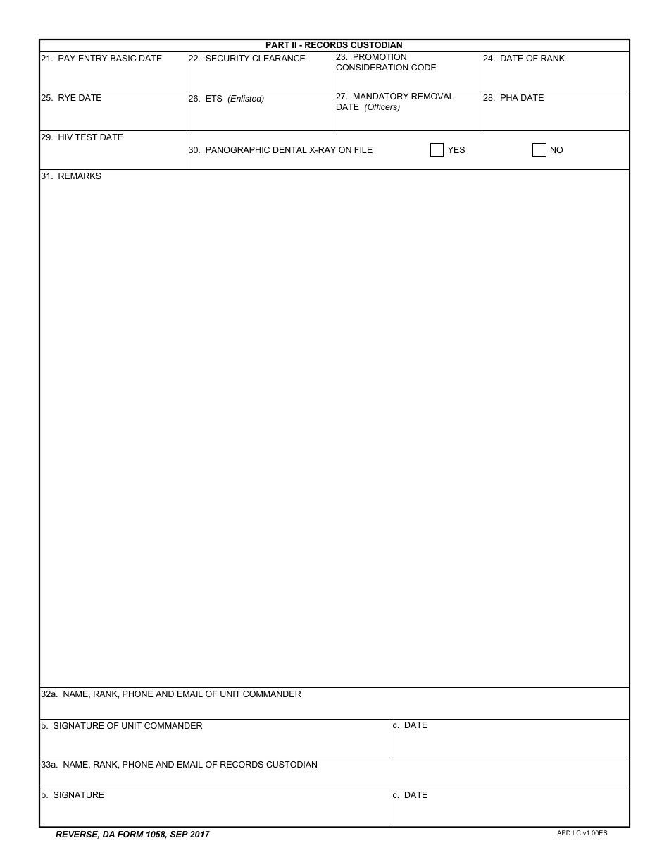 DA Form 1058 Application for Active Duty for Training, Active Duty for Operational Support, and Annual Training for Soldiers of the Army National Guard and U.S. Army Reserve, Page 2