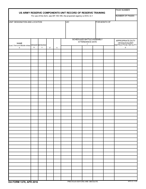 DA Form 1379  Printable Pdf