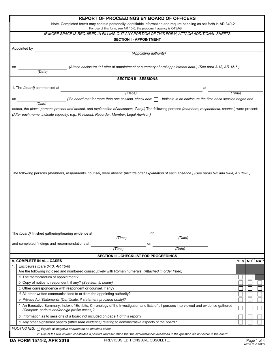 DA Form 1574 2 Fill Out Sign Online And Download Fillable PDF Templateroller