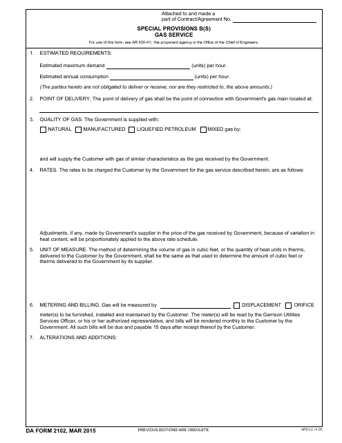 DA Form 2102  Printable Pdf