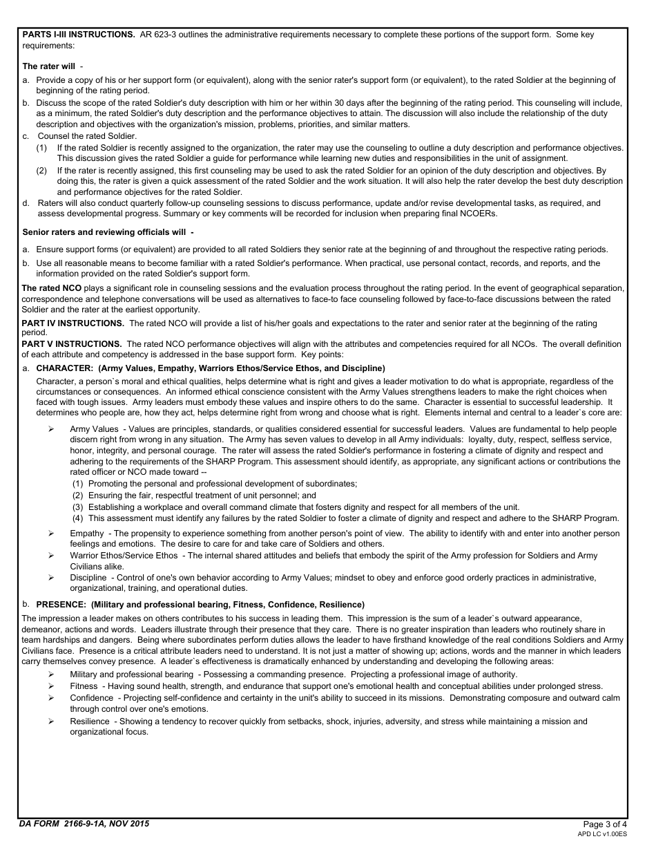 Da Form 2166-9-1a - Fill Out, Sign Online And Download Fillable Pdf 