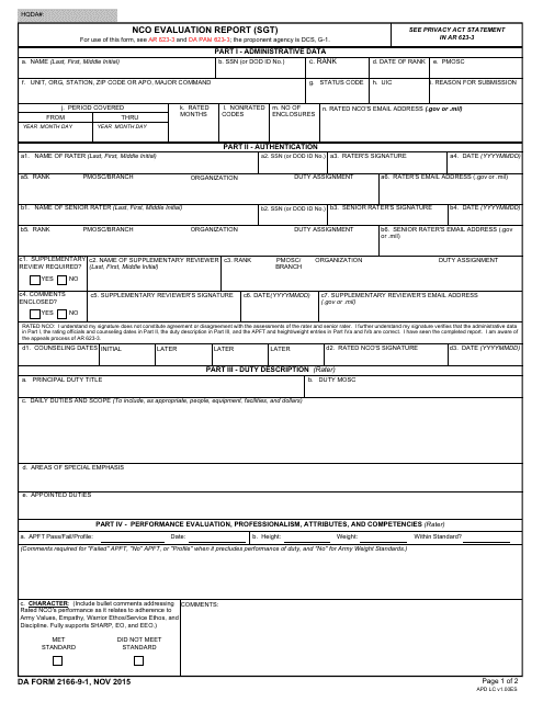 DA Form 2166-9-1  Printable Pdf