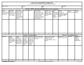 Document preview: DA Form 2185 Artillery Counter Fire Information