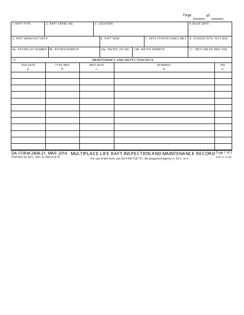 DA Form 2408-21  Printable Pdf