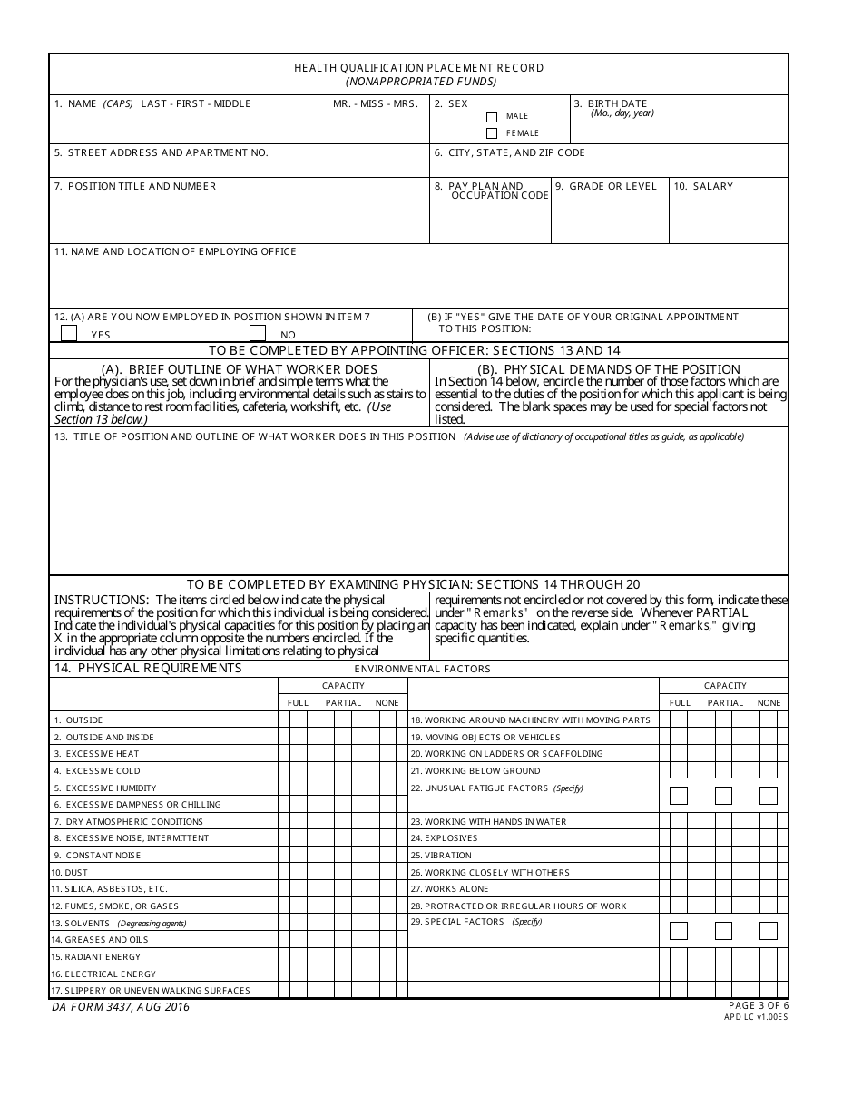 DA Form 3437 - Fill Out, Sign Online and Download Fillable PDF ...