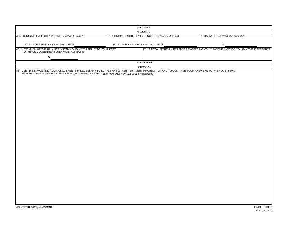 DA Form 3508 Application for Remission or Cancellation of Indebtedness, Page 5