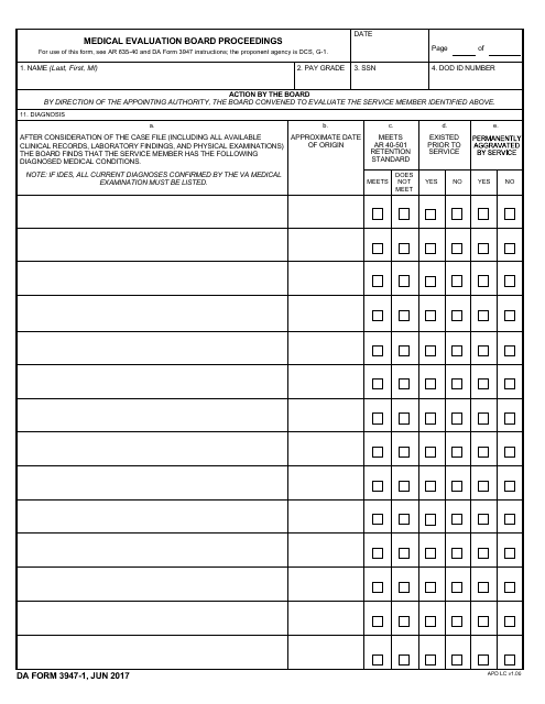 DA Form 3947-1  Printable Pdf