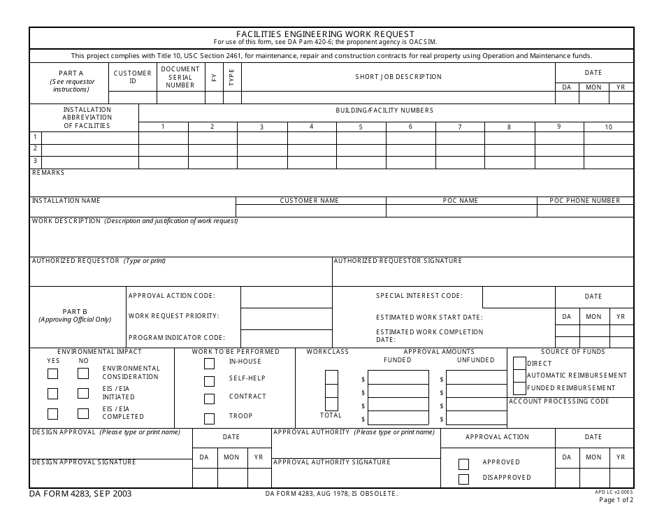 DA Form 4283 - Fill Out, Sign Online and Download Fillable PDF ...