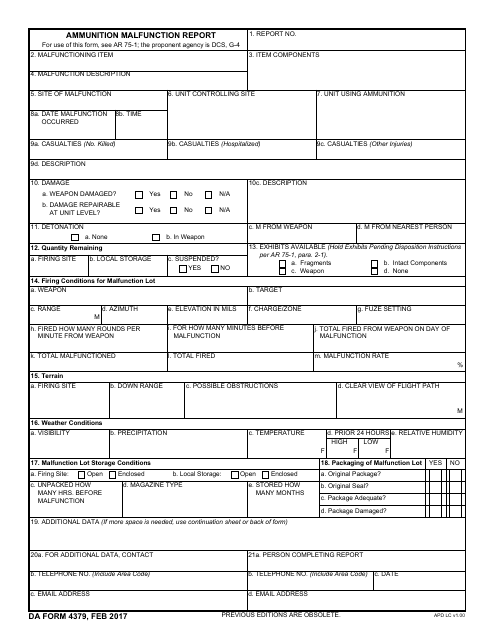 DA Form 4379  Printable Pdf