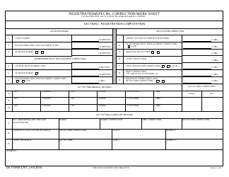 Document preview: DA Form 4757 Registration/Special Correction Work Sheet